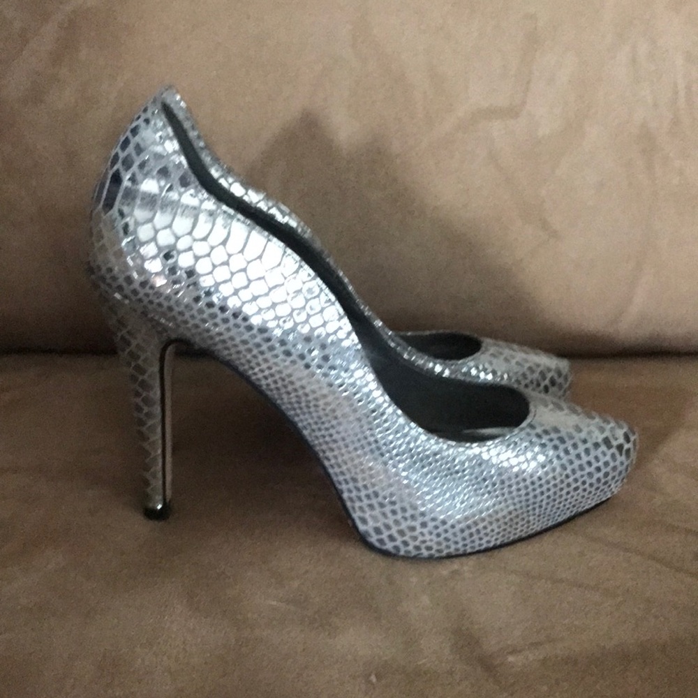 Silver snake like high heel WHBM